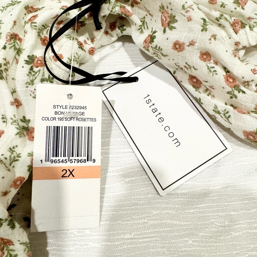 NWT 1STATE Soft Floral Dress Size 2x Off white\cream Plus Size Old Money Summer - Picture 4 of 8